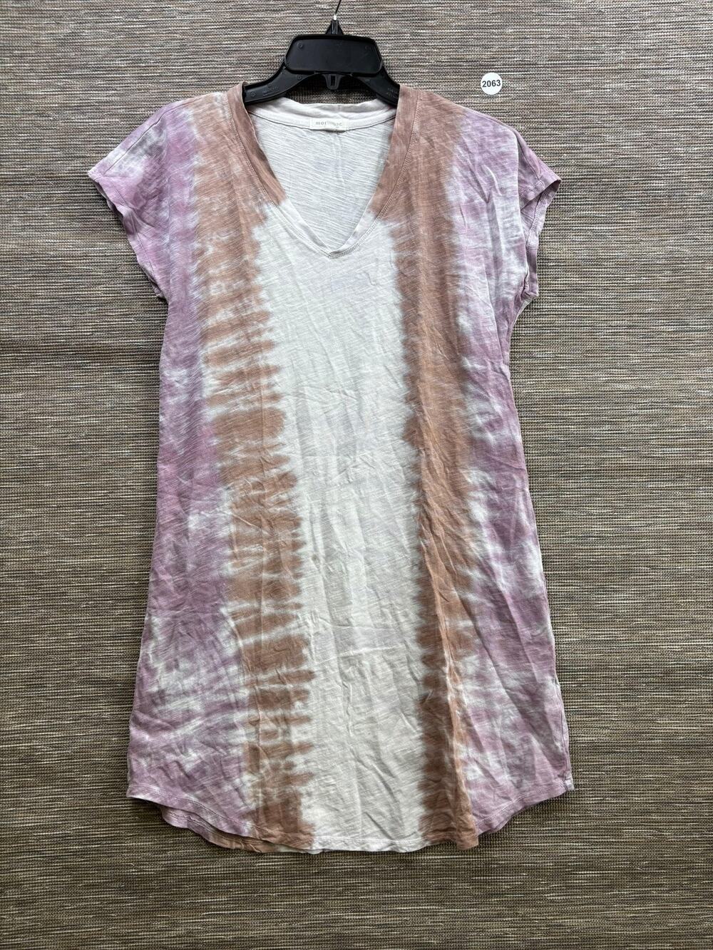 Mododoc T Shirt Dress Womens XS Multicolor Tie Dye V Neck Short Sleeve Casual